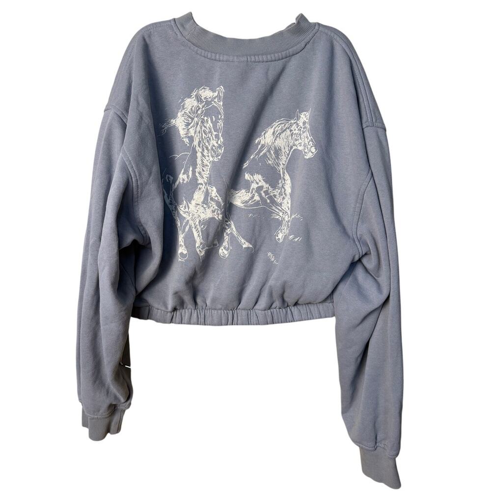 HM Divided Grey Wild West Cropped Horse Sweatshirt Size M